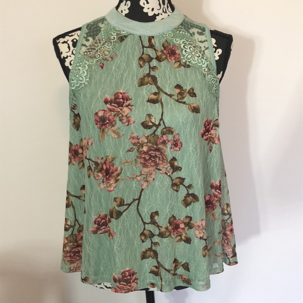 Lace sheer floral airy tank top fairy core - Picture 13 of 14